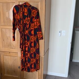 Zara Orange and Black Long Sleeve Dress